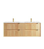 Byron Fluted 1500mm Woodland Oak Wall Hung Vanity with Undermount Natural Carrara Marble Top & Basin
