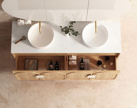 Laguna Mark II 1500mm Woodland Oak Wall Hung Vanity with Pure White Top — detail 3