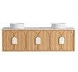 Laguna Mark II 1800mm Woodland Oak Wall Hung Vanity with Natural Carrara Marble Top