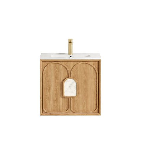 Laguna Mark II 600mm Woodland Oak Wall Hung Vanity with Ceramic Top