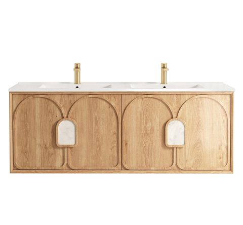 Laguna Mark II 1500mm Woodland Oak Wall Hung Vanity with Ceramic Top