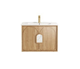 Laguna Mark II 750mm Woodland Oak Wall Hung Vanity with Ceramic Top