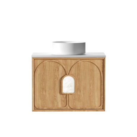 Laguna Mark II 750mm Woodland Oak Wall Hung Vanity with Matte White Top