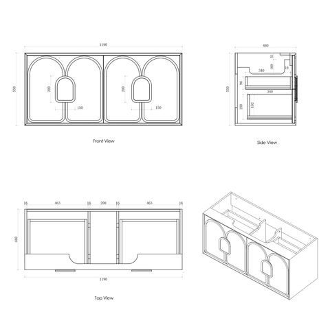 Laguna Mark II 1200mm Woodland Oak Wall Hung Vanity with Undermount Natural Carrara Marble Top & Basin — detail 4