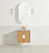 Laguna Mark II 600mm Woodland Oak Wall Hung Vanity with Undermount Natural Carrara Marble Top & Basin