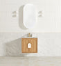 Laguna Mark II 600mm Woodland Oak Wall Hung Vanity with Undermount Natural Carrara Marble Top & Basin