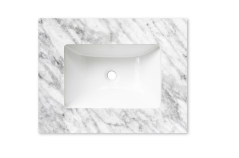 Laguna Mark II 600mm Woodland Oak Wall Hung Vanity with Undermount Natural Carrara Marble Top & Basin — detail 2