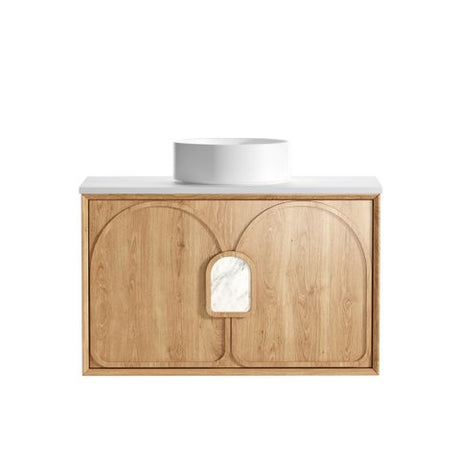 Laguna Mark II 900mm Woodland Oak Wall Hung Vanity with Matte White Top