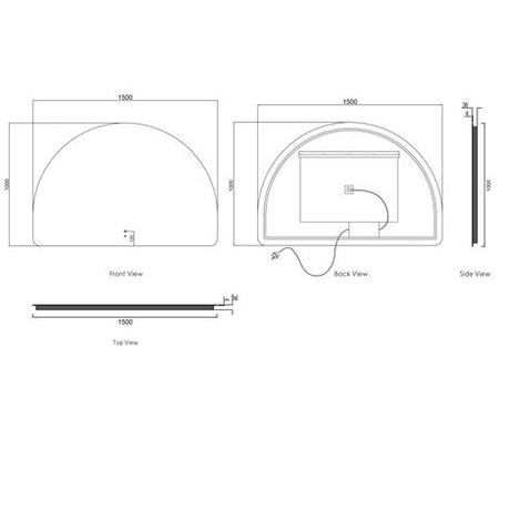 LED Moonlight Archie 1000(H)x1500(W) Frameless Tuffi Mirror — detail 3
