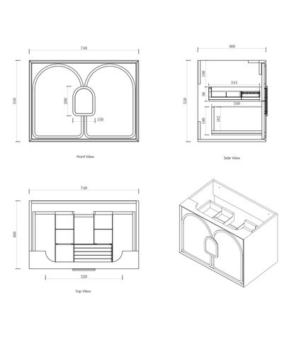 Laguna Mark II 750mm Black Oak Wall Hung Cabinet Only — detail 5