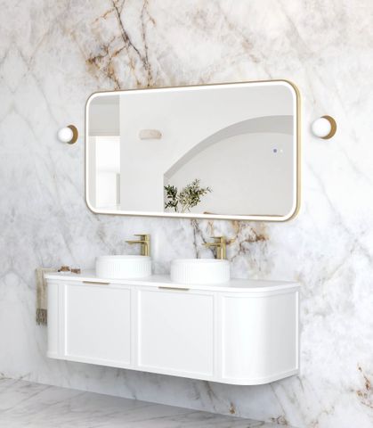 LED Newport 1500(W)x750(H) Gold Metal Frame Mirror- Install Horizontal or Vertical — detail 2