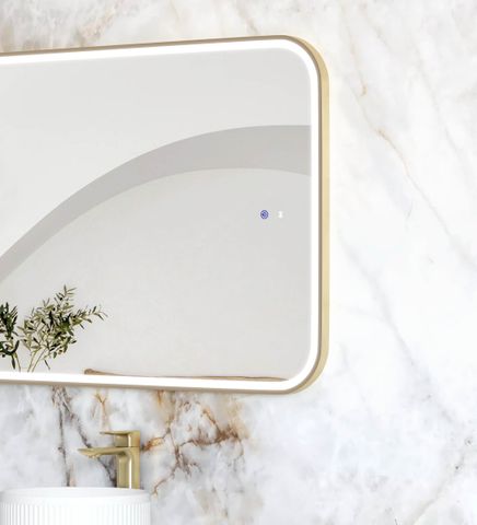 LED Newport 1500(W)x750(H) Gold Metal Frame Mirror- Install Horizontal or Vertical — detail 3