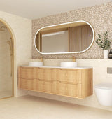 Byron Fluted 1800mm Woodland Oak Wall Hung Cabinet Only — detail 2