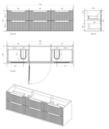 Byron Fluted 1800mm Woodland Oak Wall Hung Cabinet Only — detail 7