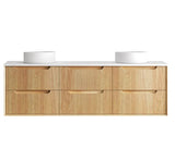 Byron Fluted 1800mm Woodland Oak Wall Hung Vanity with Matte White Top