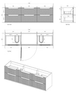 Byron Fluted 1800mm Woodland Oak Wall Hung Vanity with Matte White Top — detail 3