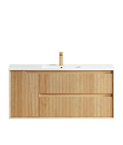 Byron Fluted 1200mm Woodland Oak Wall Hung Vanity with Ceramic Top