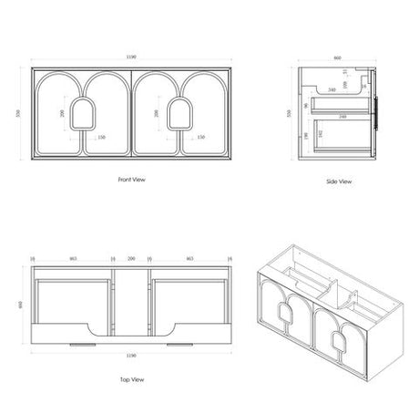 Laguna Mark II 1200mm Black Oak Wall Hung Vanity with Natural Carrara Marble Top — detail 4
