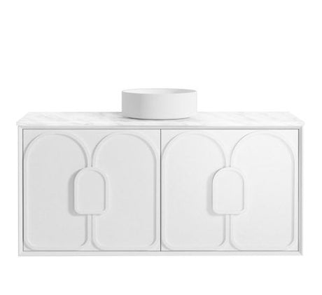 Laguna Mark II 1200mm Matte White Wall Hung Vanity with Cloudy Carrara Top