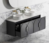 Laguna Mark II 1500mm Black Oak Wall Hung Vanity with Pure White Top — detail 3