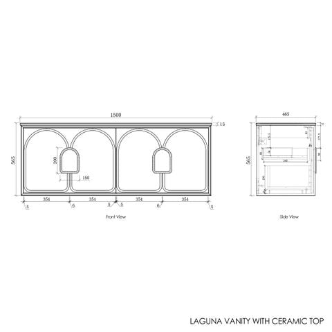 Laguna Mark II 1500mm Matte White Wall Hung Vanity with Ceramic Top — detail 2