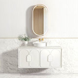 Laguna Mark II 1200mm Matte White Wall Hung Vanity with Natural Carrara Marble Top