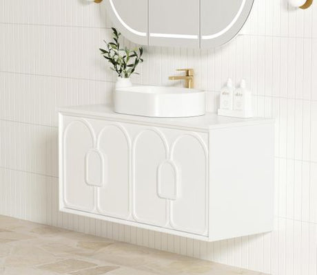 Laguna Mark II 1200mm Matte White Wall Hung Vanity with Pure White Top — detail 2