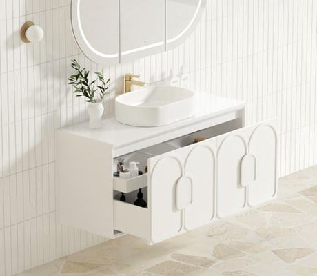 Laguna Mark II 1200mm Matte White Wall Hung Vanity with Pure White Top — detail 3