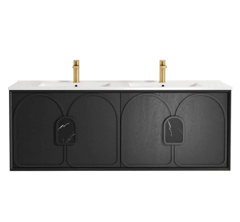 Laguna Mark II 1500mm Black Oak Wall Hung Vanity with Ceramic Top