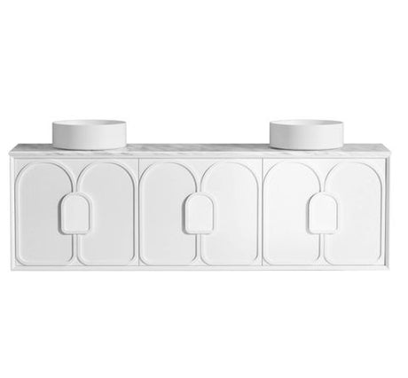 Laguna Mark II 1800mm Matte White Wall Hung Vanity with Natural Carrara Marble Top