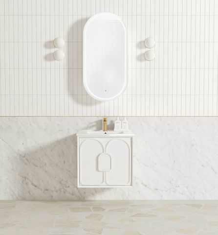 Laguna Mark II 600mm Matte White Wall Hung Vanity with Ceramic Top