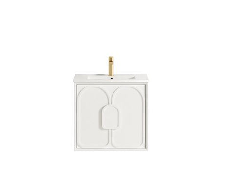 Laguna Mark II 600mm Matte White Wall Hung Vanity with Ceramic Top — detail 2