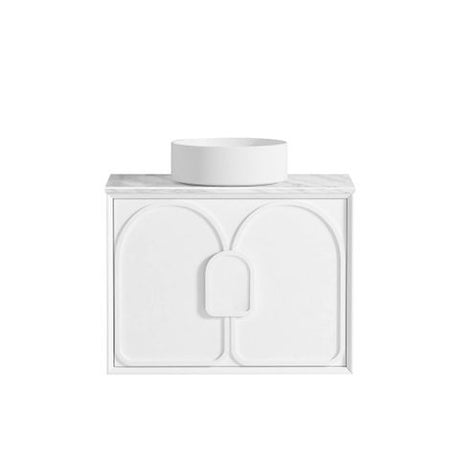Laguna Mark II 750mm Matte White Wall Hung Vanity with Natural Carrara Marble Top
