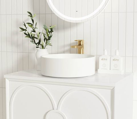 Laguna Mark II 750mm Matte White Wall Hung Vanity with Pure White Top — detail 3