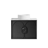 Laguna Mark II 750mm Black Oak Wall Hung Vanity with Natural Carrara Marble Top — detail 6