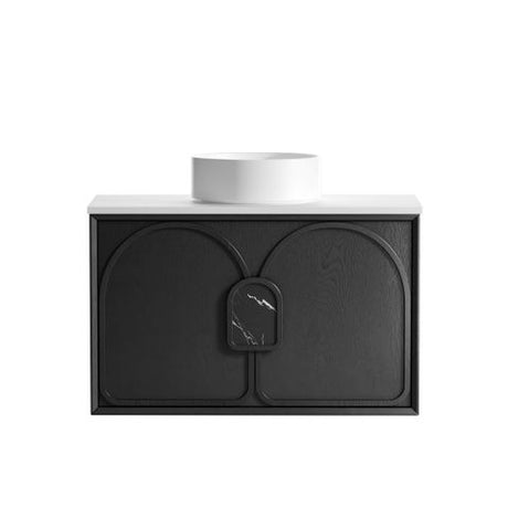Laguna Mark II 900mm Black Oak Wall Hung Vanity with Pure White Top — detail 2