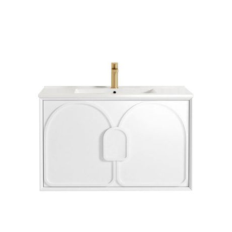 Laguna Mark II 900mm Matte White Wall Hung Vanity with Ceramic Top