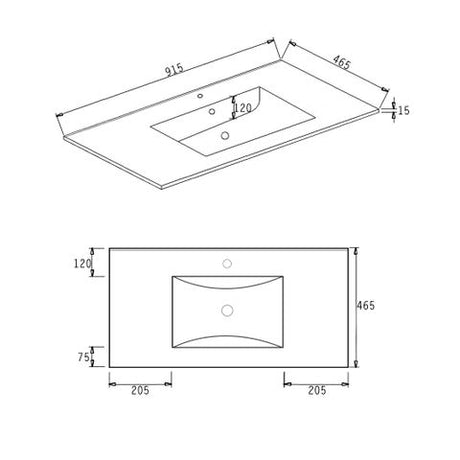 Laguna Mark II 900mm Matte White Wall Hung Vanity with Ceramic Top — detail 4