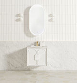 Laguna Mark II 600mm Matte White Wall Hung Vanity with Undermount Natural Carrara Marble Top & Basin