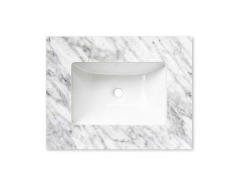 Laguna Mark II 600mm Matte White Wall Hung Vanity with Undermount Natural Carrara Marble Top & Basin — detail 2