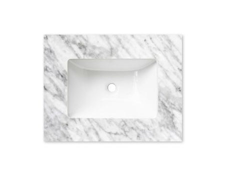 Laguna Mark II 600mm Matte White Wall Hung Vanity with Undermount Natural Carrara Marble Top & Basin — detail 2