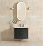 Laguna Mark II 750mm Black Oak Wall Hung Vanity with Undermount Natural Carrara Marble Top & Basin