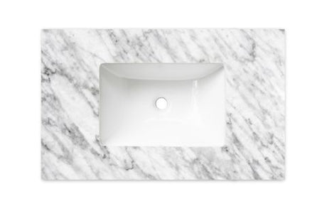 Laguna Mark II 750mm Black Oak Wall Hung Vanity with Undermount Natural Carrara Marble Top & Basin — detail 2