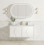 Laguna Mark II 1200mm Matte White Wall Hung Vanity with Undermount Natural Carrara Marble Top & Basin