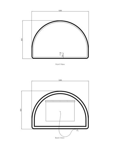 LED Moonlight Archie 800(H)x1200(W) Black Metal Frame Mirror — detail 4