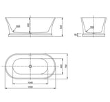 Hampton 1500x750x560 Gloss White Bathtub OF — detail 2