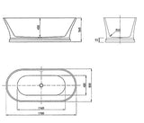 Hampton 1700x800x560 Gloss White Bathtub OF — detail 2