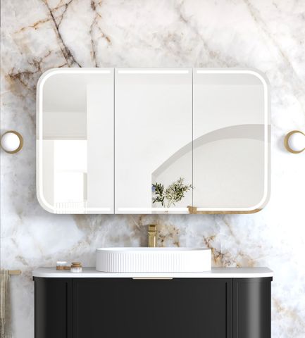 LED Newport 1200(W)x750(H) Black Oak Shaving Cabinet - Premium Edition