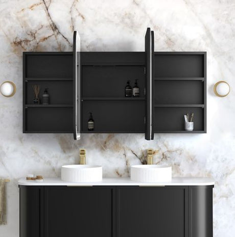 LED Newport 1500(W)x750(H) Black Oak Shaving Cabinet - Premium Edition — detail 2
