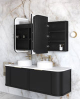 LED Newport 1500(W)x750(H) Black Oak Shaving Cabinet - Premium Edition — detail 3
